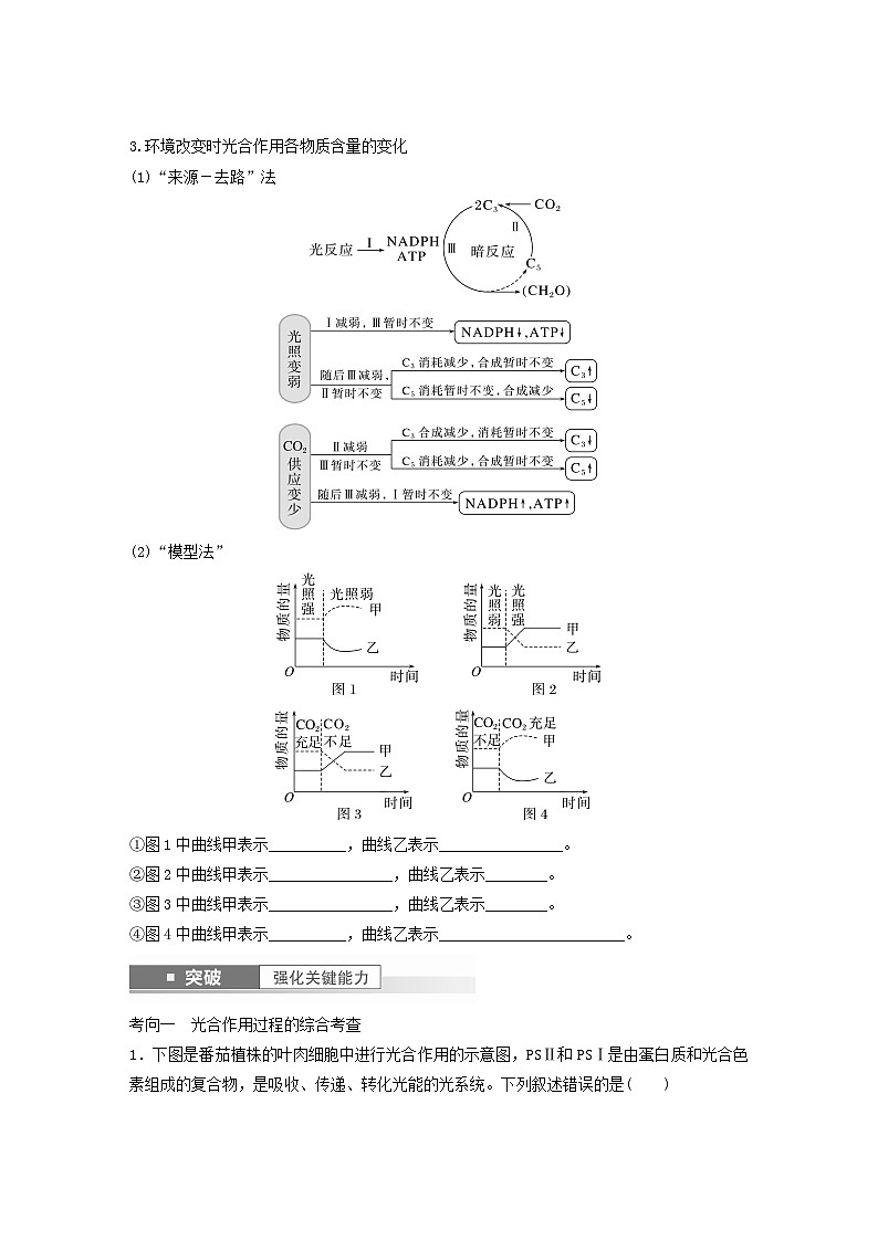 2024届高考生物一轮复习学案第三单元细胞的能量供应和利用第4课时探索光合作用及其过程苏教版03