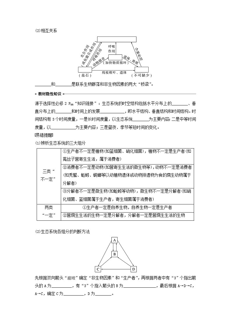 2024届高考生物一轮复习学案第九单元生物与环境第6课时生态系统的结构苏教版02