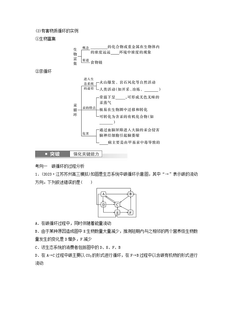 2024届高考生物一轮复习学案第九单元生物与环境第8课时生态系统的物质循环和信息传递苏教版03