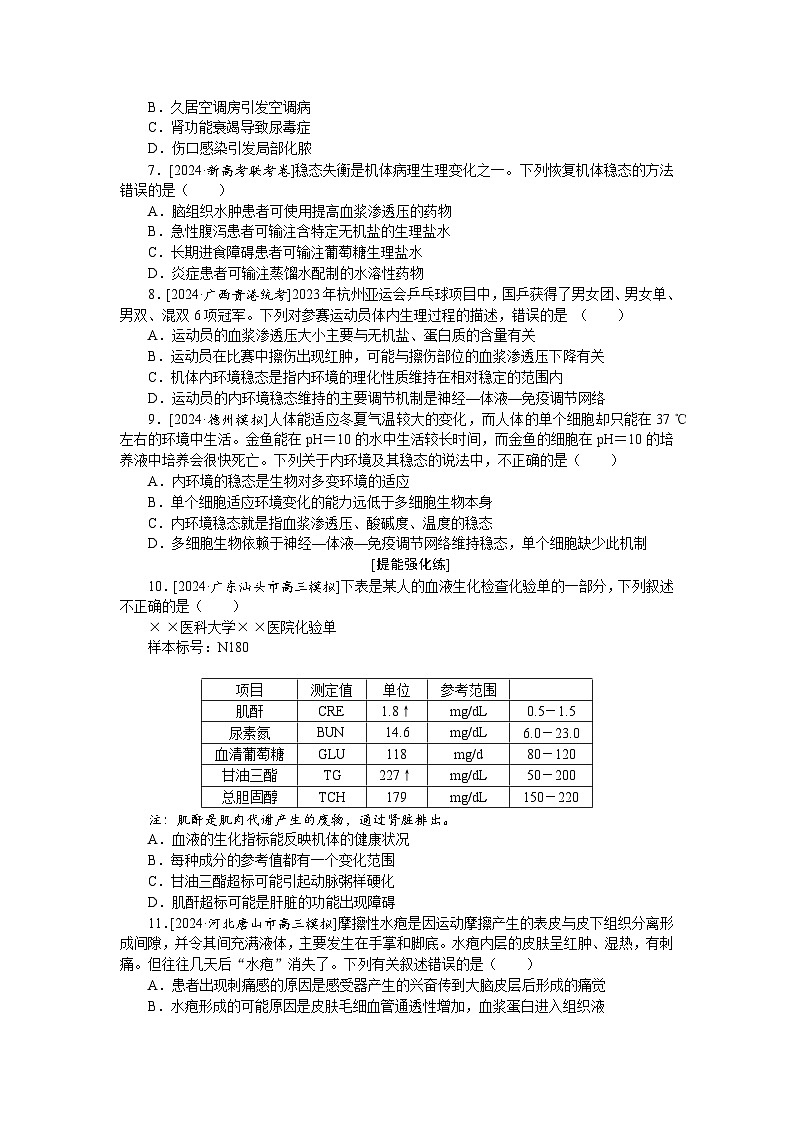 2025届高中生物全程复习构想检测课时训练27人体的内环境与稳态（Word版附解析）第2页