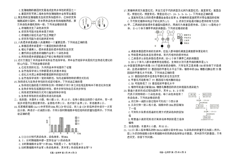 2024新乡高一下学期7月期末考试生物含解析02