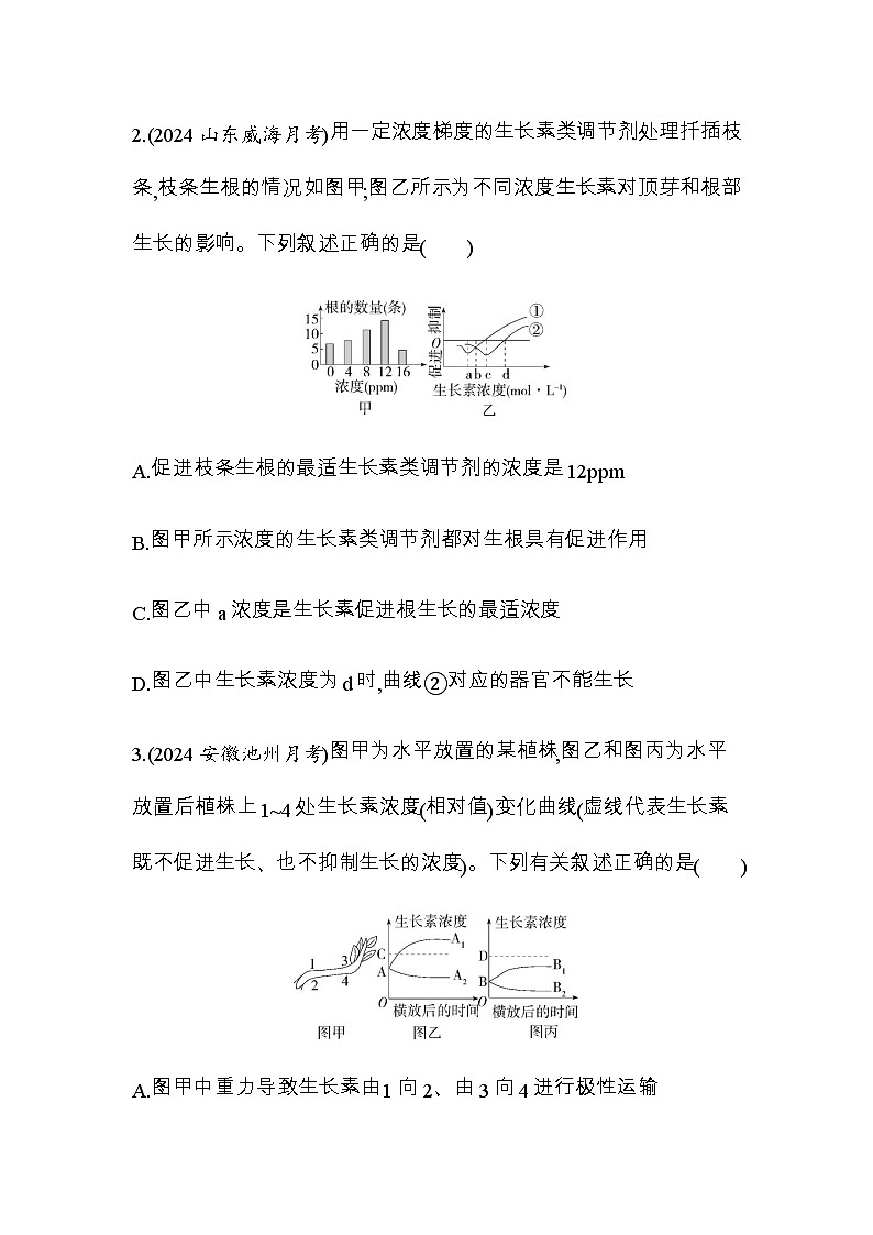 人教版高中生物选择性必修1稳态与调节第5章植物生命活动的调节复习提升练含答案02