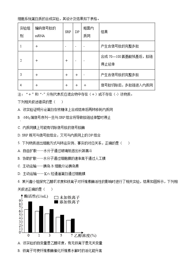 天津市南开区2023-2024学年高二下学期7月期末考试生物试卷（Word版附解析）02