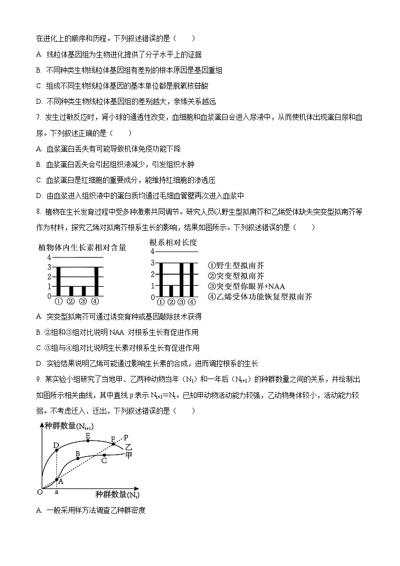 江西省重点学校2025届高三上学期7月开学联考生物试卷（Word版附解析）03