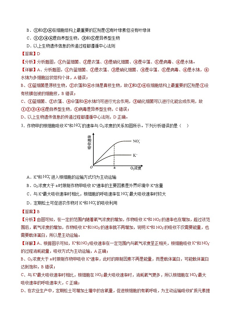 生物-2025届新高三开学摸底考试卷（新高考通用，单选版）0102
