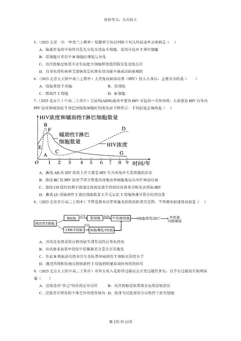 [生物]2023北京重点校高二上学期期中生物真题分类汇编：免疫失调第2页