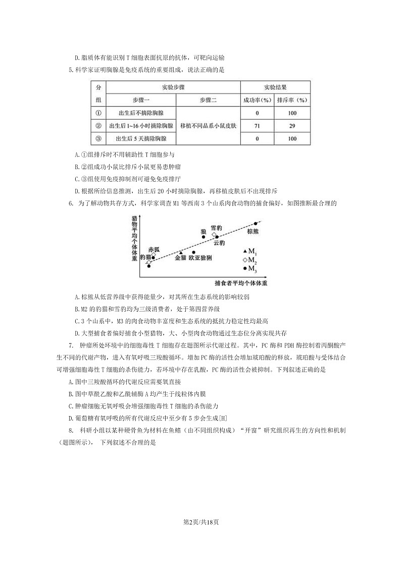 [生物]2024重庆高考真题生物试卷及答案02