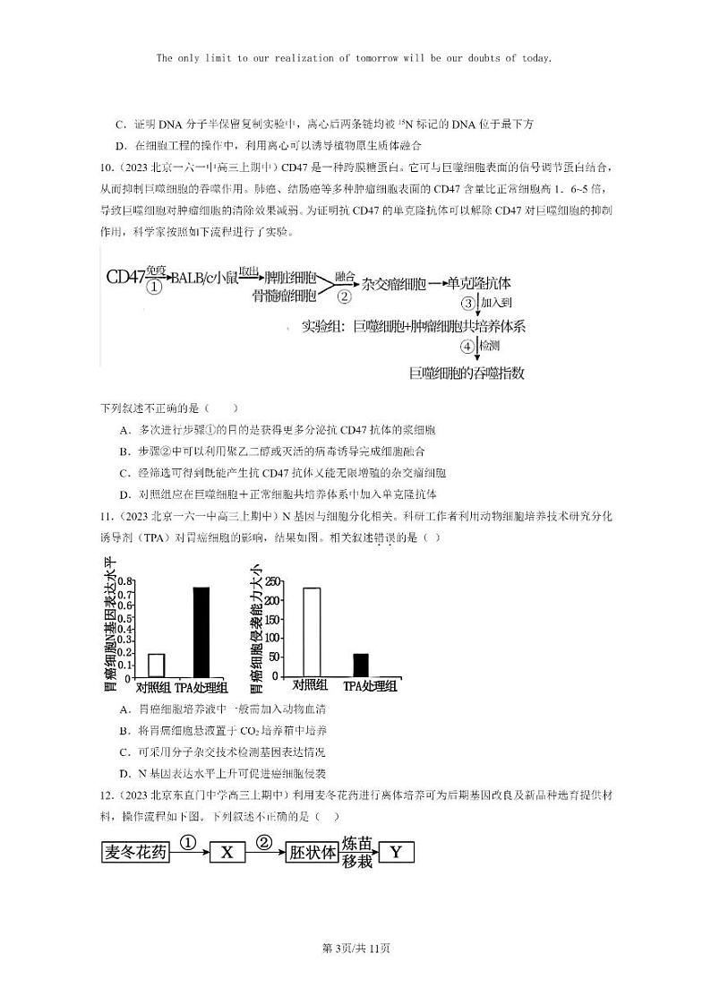 [生物]2023北京重点校高三上学期期中生物真题分类汇编：细胞工程章节综合第3页