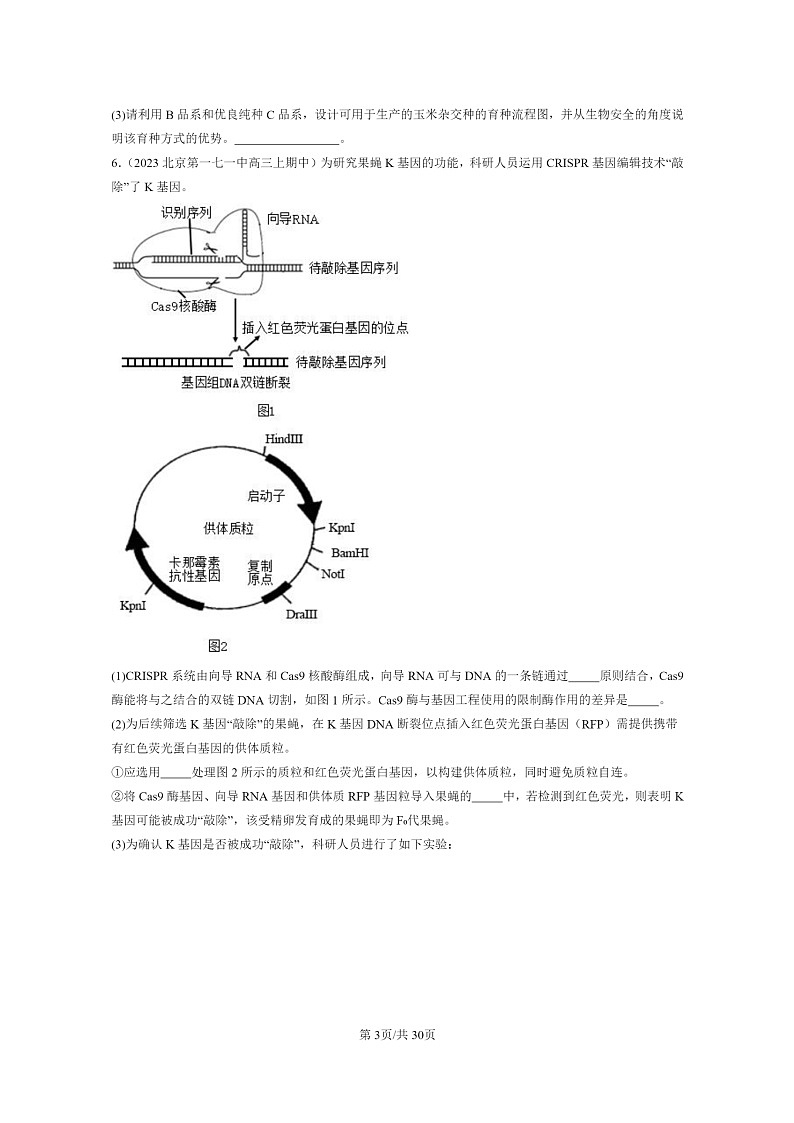[生物]2023北京重点校高三上学期期中生物真题分类汇编：基因工程章节综合03