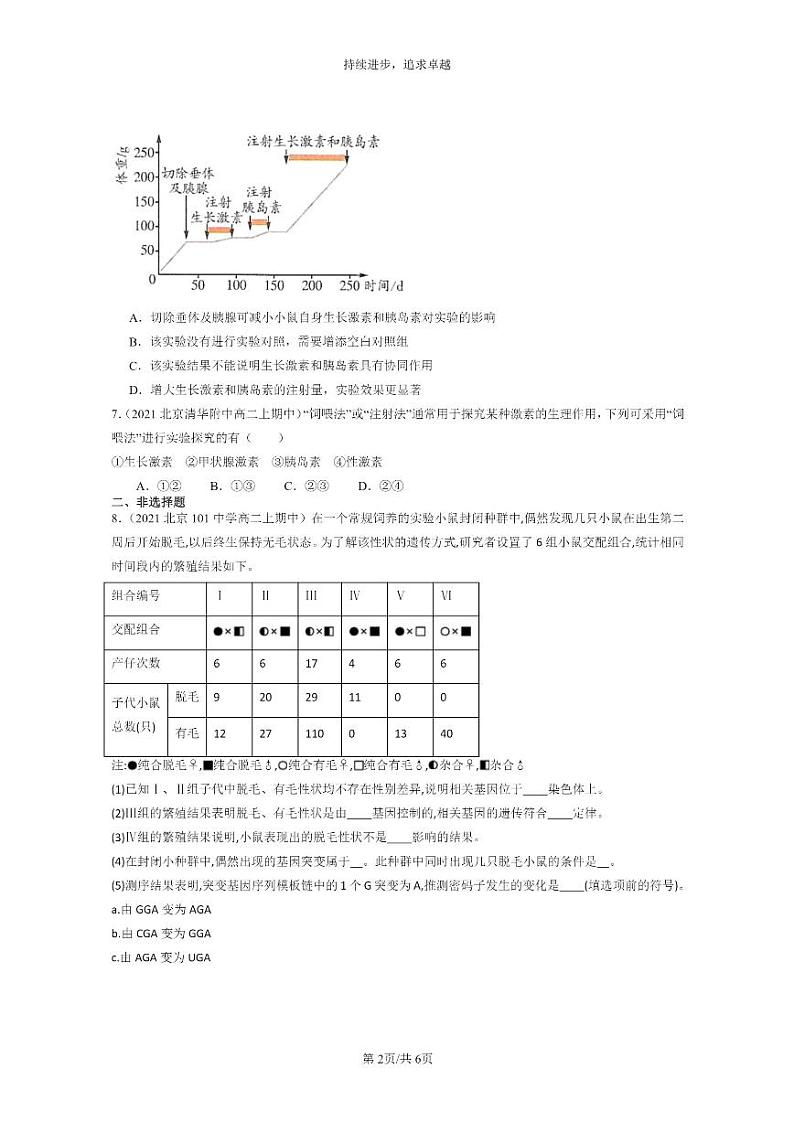 [生物]2021～2023北京重点校高二上学期期中生物真题分类汇编：激素与内分泌系统第2页
