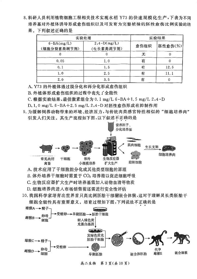 北京市东城区2023-2024学年高二下学期期末考试生物试题（PDF版附答案）03