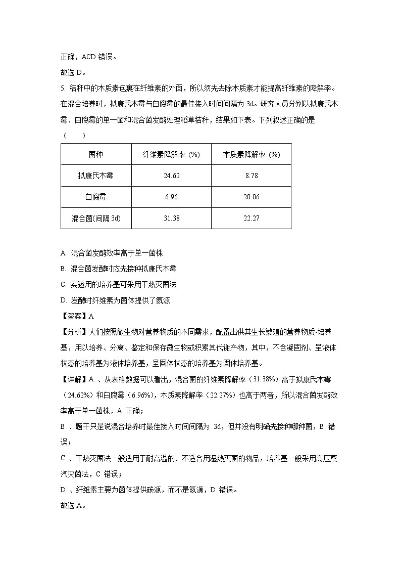 [生物][期末]天津市四校联考2023-2024学年高二下学期期末考试试题(解析版)03