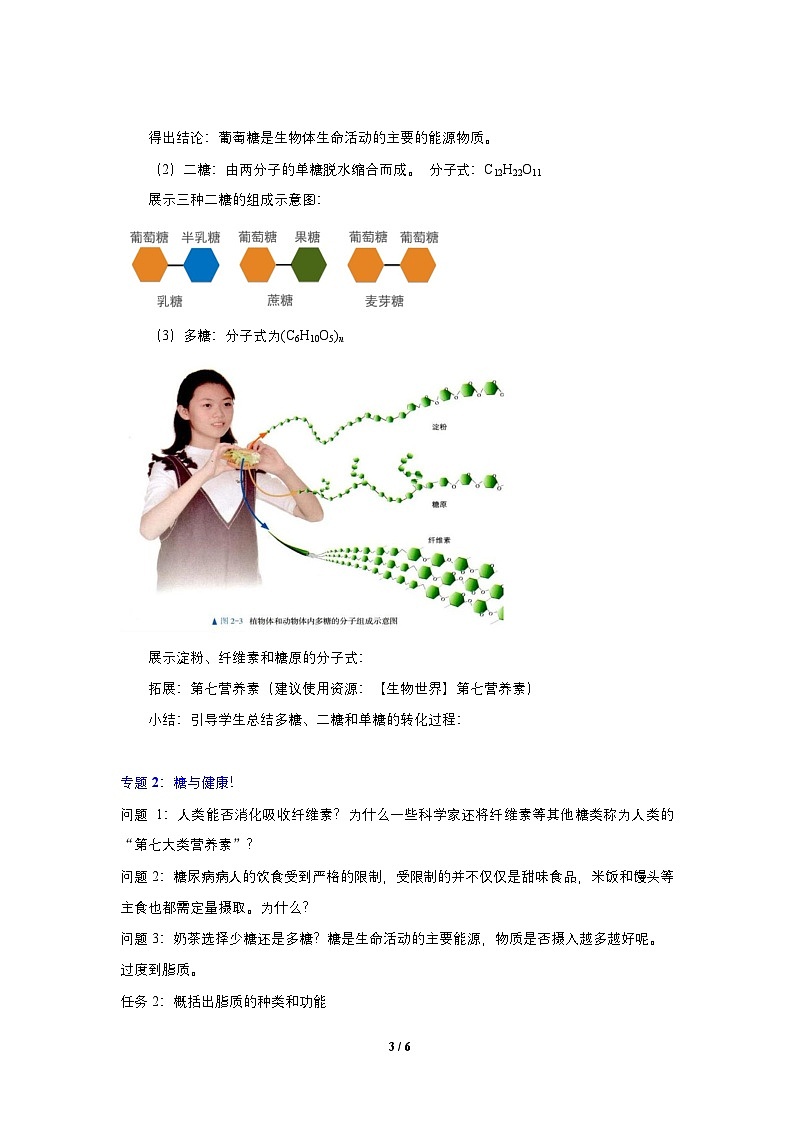 必修1 第2章_第3节 细胞中的糖类和脂质-教案03