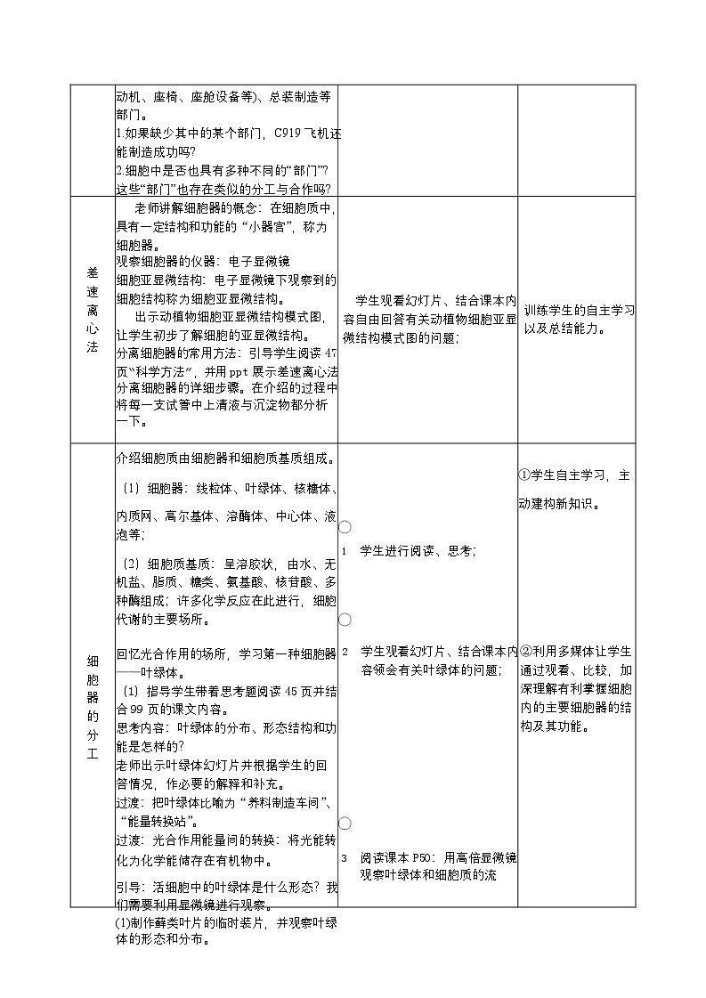 必修1 第3章_第2节 细胞器之间的分工合作（第一课时 细胞器之间的分工）-教案第2页