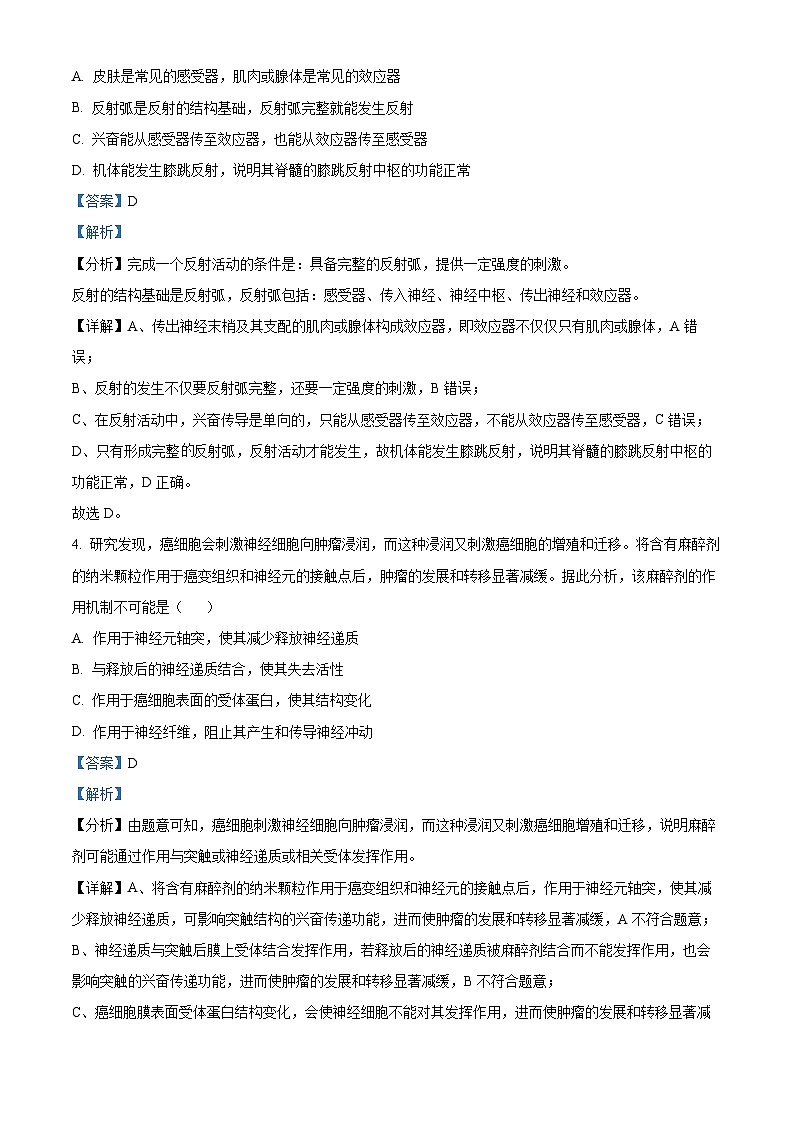 河南省顶尖联盟2023-2024学年高二上学期期中检测生物试题（原卷版+解析版）03