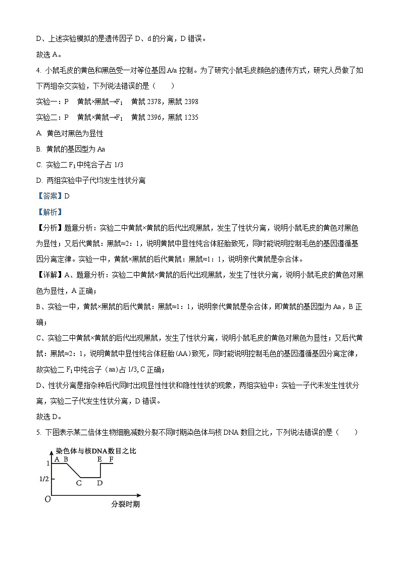 山东省威海市2023-2024学年高一下学期期末考试生物试题（解析版）第3页