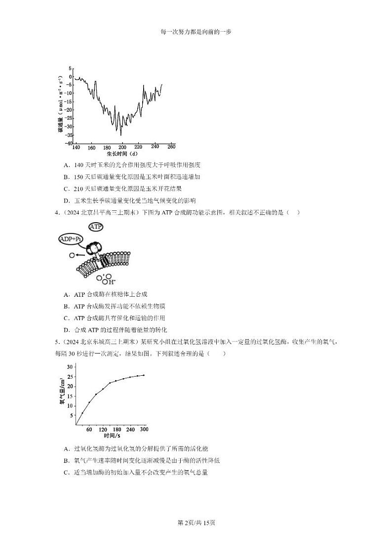 [生物]2024北京高三上学期期末生物真题分类汇编：细胞的能量供应和利用章节综合第2页