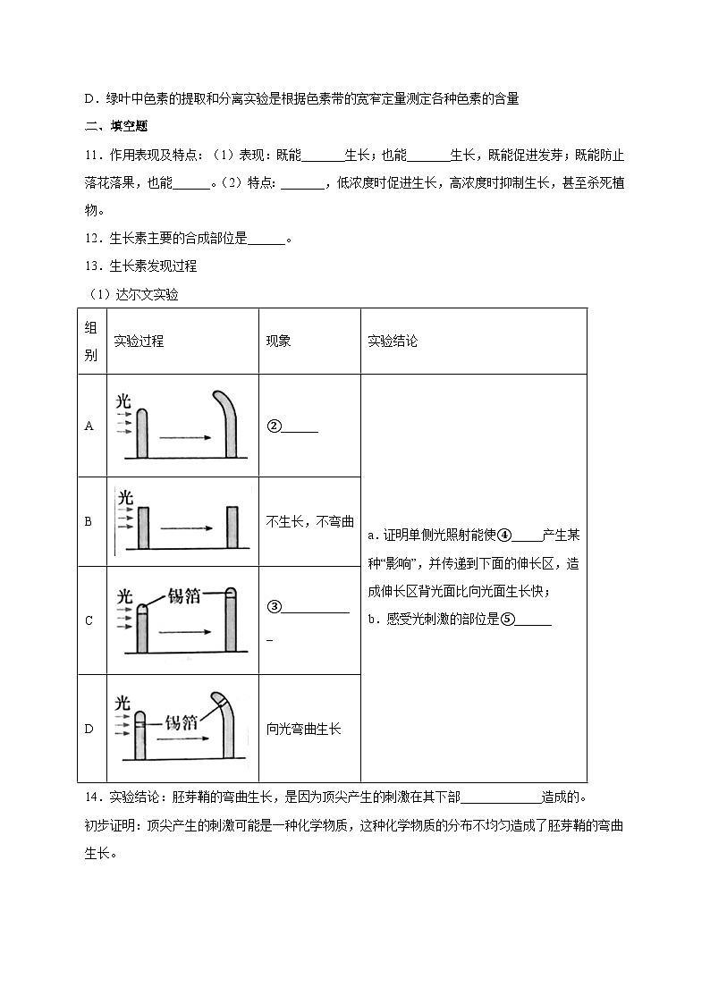 高二上学期生物人教版2019选择性必修1第5章 植物生命活动的调节 单元测试卷第3页