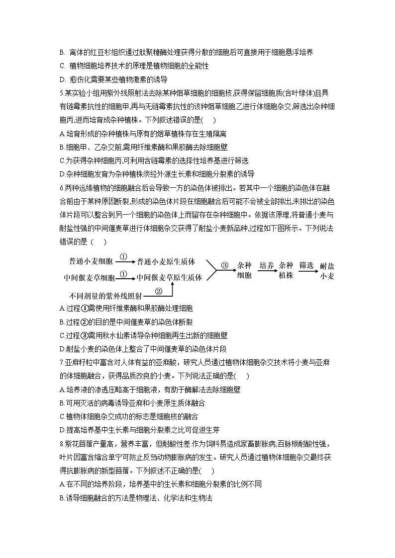 高考生物一轮复习练习植物细胞工程02