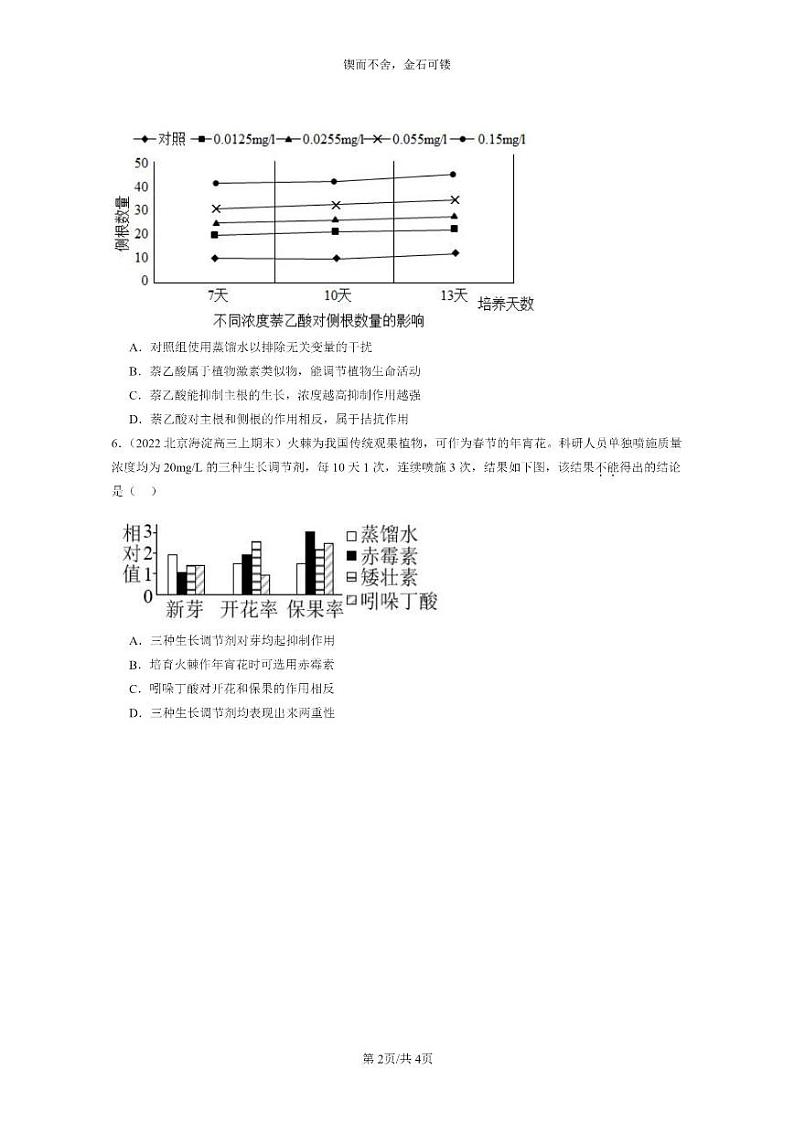[生物]2022～2024北京高三上学期期末生物分类汇编：植物生长调节剂的应用第2页