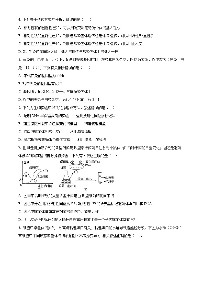 四川省成都外国语学校2023-2024学年高一下学期7月月考生物试题（Word版附解析）02