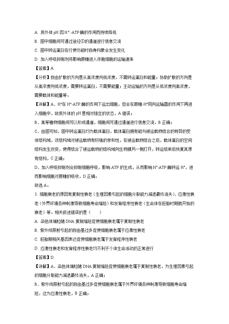 [生物][期末]安徽省蚌埠市2023-2024学年高二下学期7月期末学业水平监测试题(解析版)02