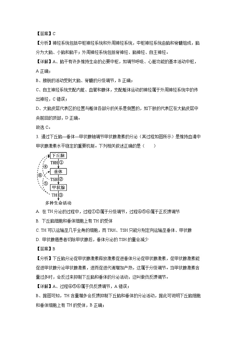[生物][期末]云南省楚雄彝族自治州2023-2024学年高二下学期7月期末试题(解析版)02