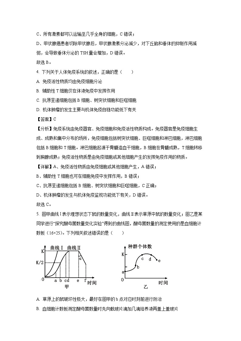 [生物][期末]云南省楚雄彝族自治州2023-2024学年高二下学期7月期末试题(解析版)03