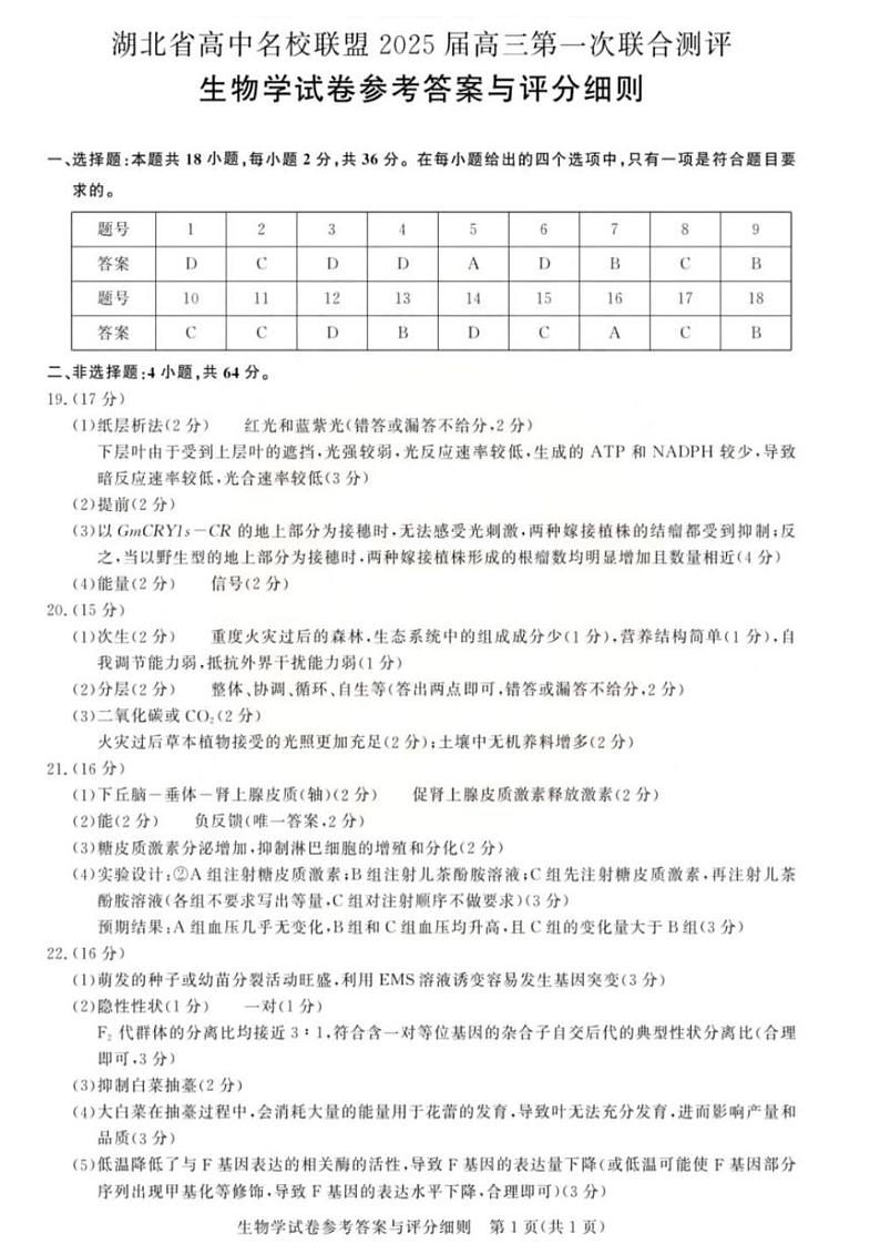 生物试卷答案第1页