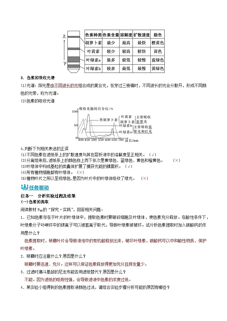 人教版（2019）高中生物必修一 5.4.1《捕获光能的色素和结构》导学案（原卷+解析卷）02