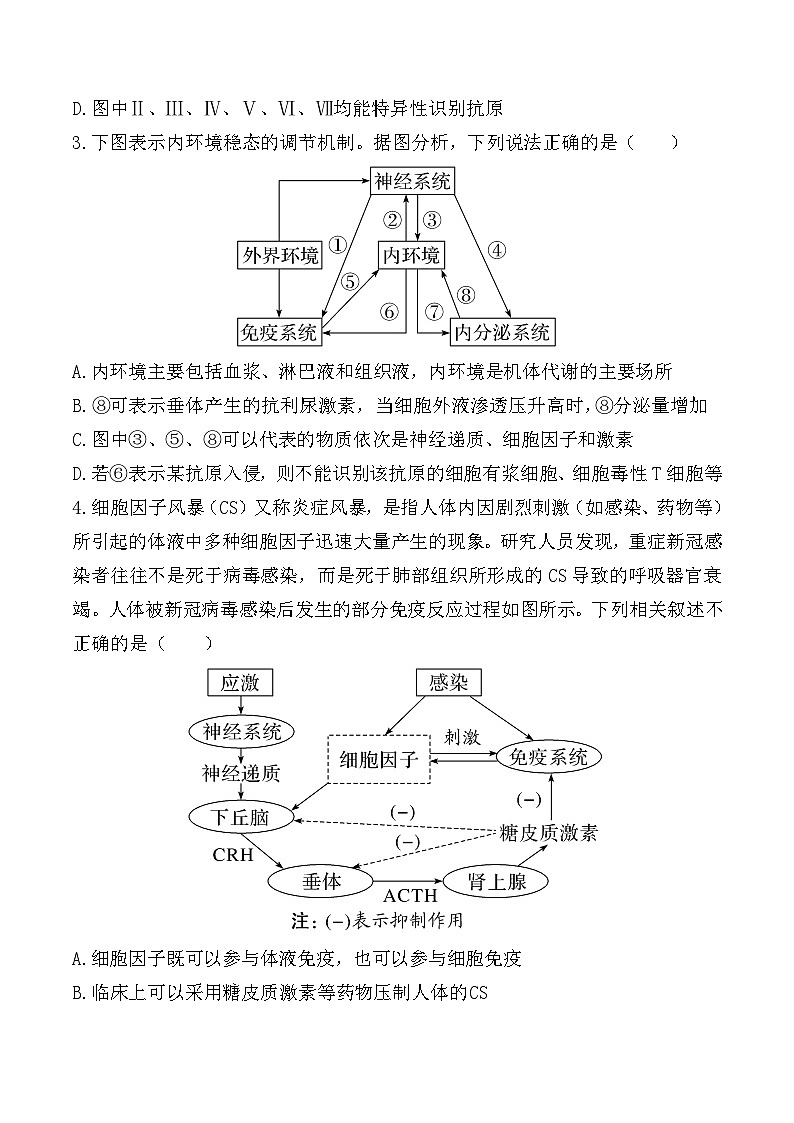 人教版高二生物选择性必修一 4.2.2《细胞免疫及体液免疫和细胞免疫的协调配合》分层练习（原卷+解析卷）02