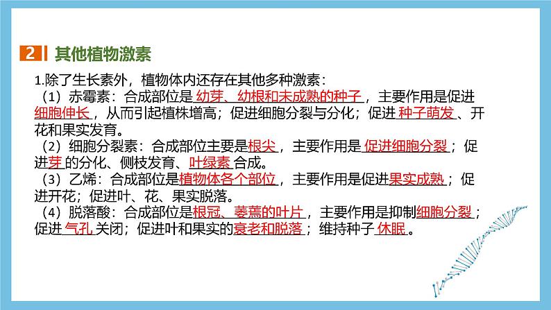 人教版高二生物选择性必修一 第5章 《植物生命活动的调节》复习课件08