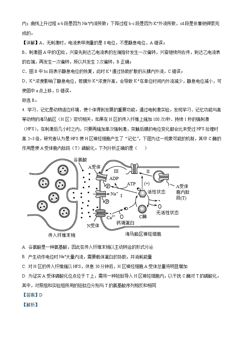 山东省济宁市曲阜夫子学校2022-2023高二上学期期末线上考试生物试题（解析版）03