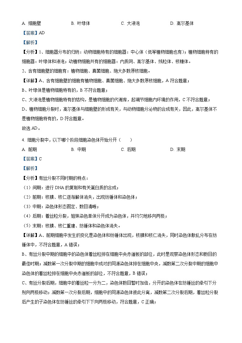 山东省青岛市黄岛区2023-2024学年高二下学期期末生物试卷（解析版）第2页