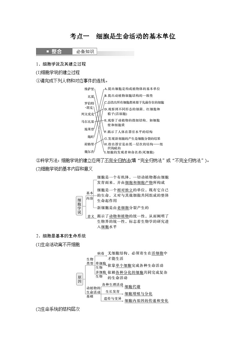 第一单元　第1课时　走近细胞-2025年高考生物大一轮复习（课件+讲义+练习）教师版第2页