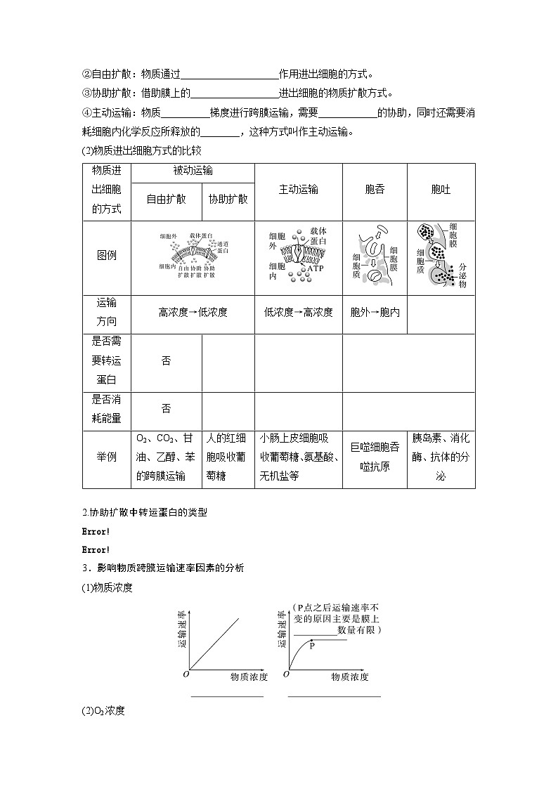 第二单元　第十课时　物质进出细胞的方式及影响因素-2025年高考生物大一轮复习（课件+讲义+练习）02