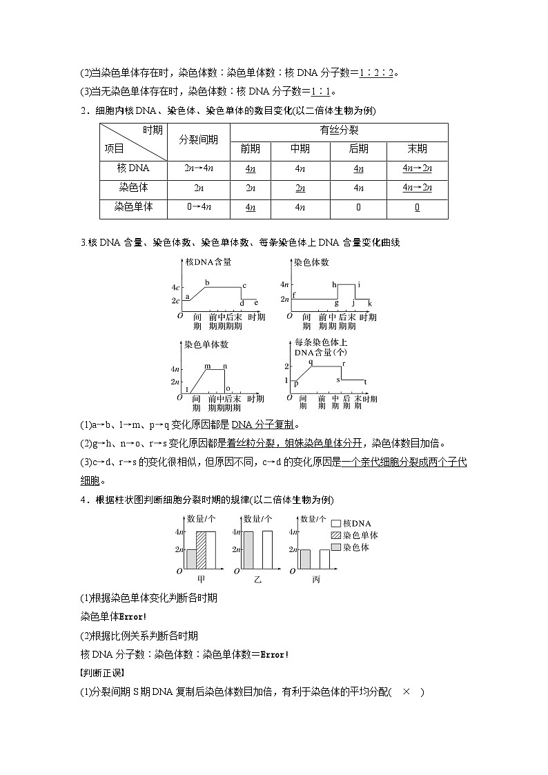第四单元　第二十课时　有丝分裂过程中相关变化及观察实验-2025年高考生物大一轮复习（课件+讲义+练习）02