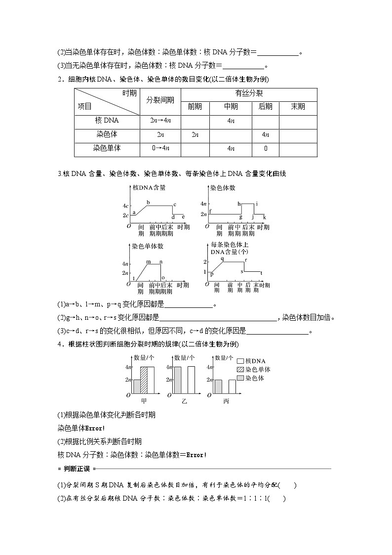 第四单元　第二十课时　有丝分裂过程中相关变化及观察实验-2025年高考生物大一轮复习（课件+讲义+练习）02