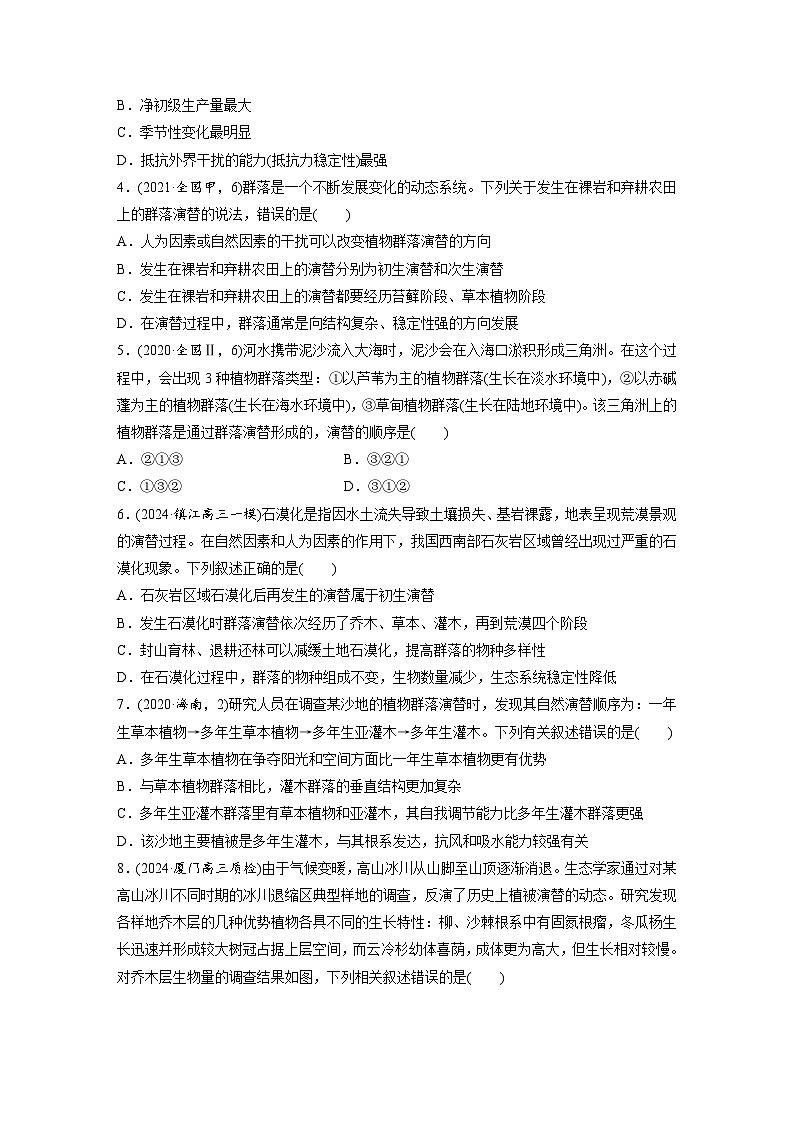 第九单元　课时练50　群落的主要类型及演替-2025年高考生物大一轮复习（课件+讲义+练习）专练第2页