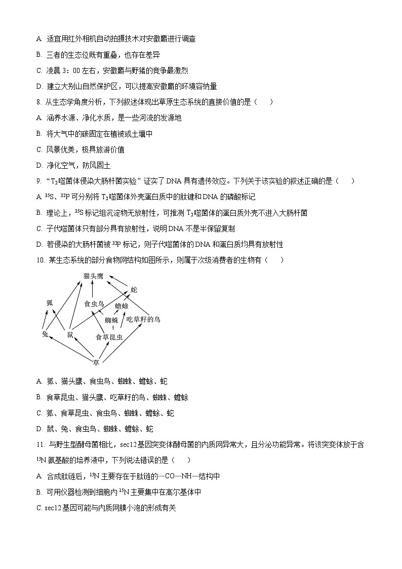 内蒙古自治区金太阳大联考2024-2025学年高三上学期开学生物试题（原卷版）第3页