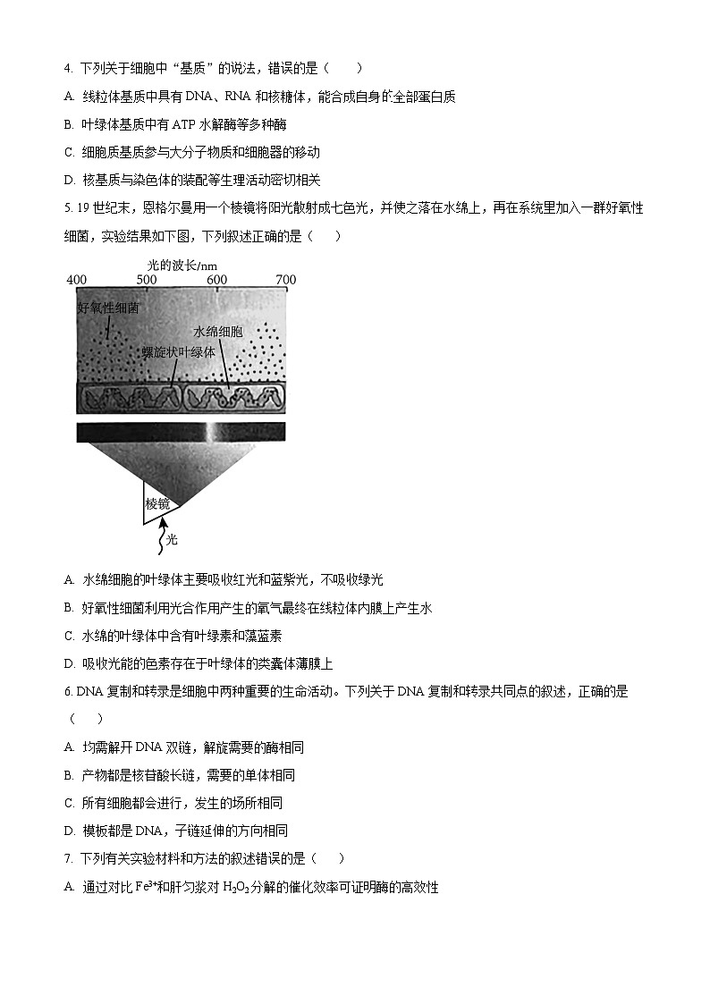 湖南省长沙市望城区第六中学2024-2025学年高二上学期开学考试生物试题（原卷版）第2页