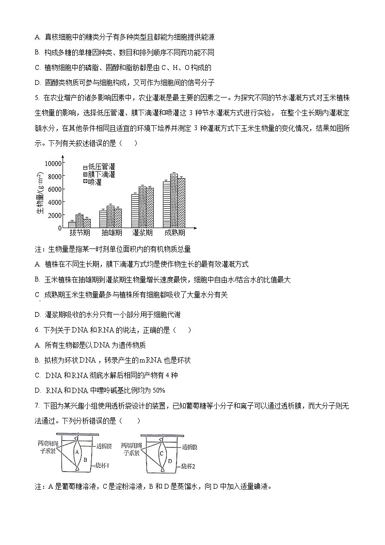 吉林省白城市洮北区白城市第一中学2024-2025学年高三上学期开学考试生物试题（原卷版）第2页