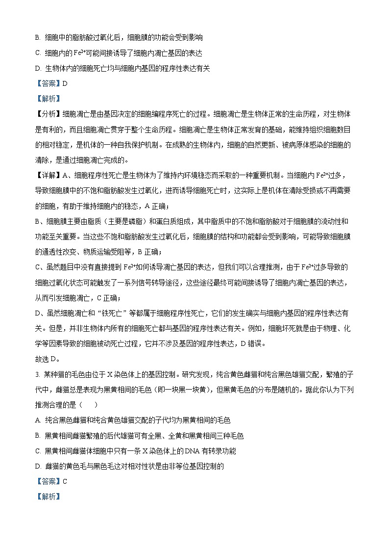河南省安阳市林州市林州市第一中学2024-2025学年高二上学期8月月考生物试题（解析版）第2页
