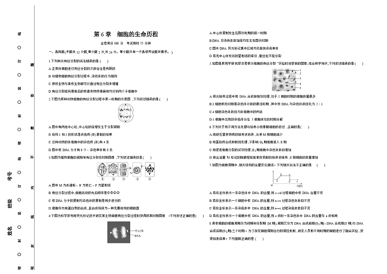 2024—2025高中生物必修1一轮复习阶段测试卷第6章　细胞的生命历程（含答案解析）第1页