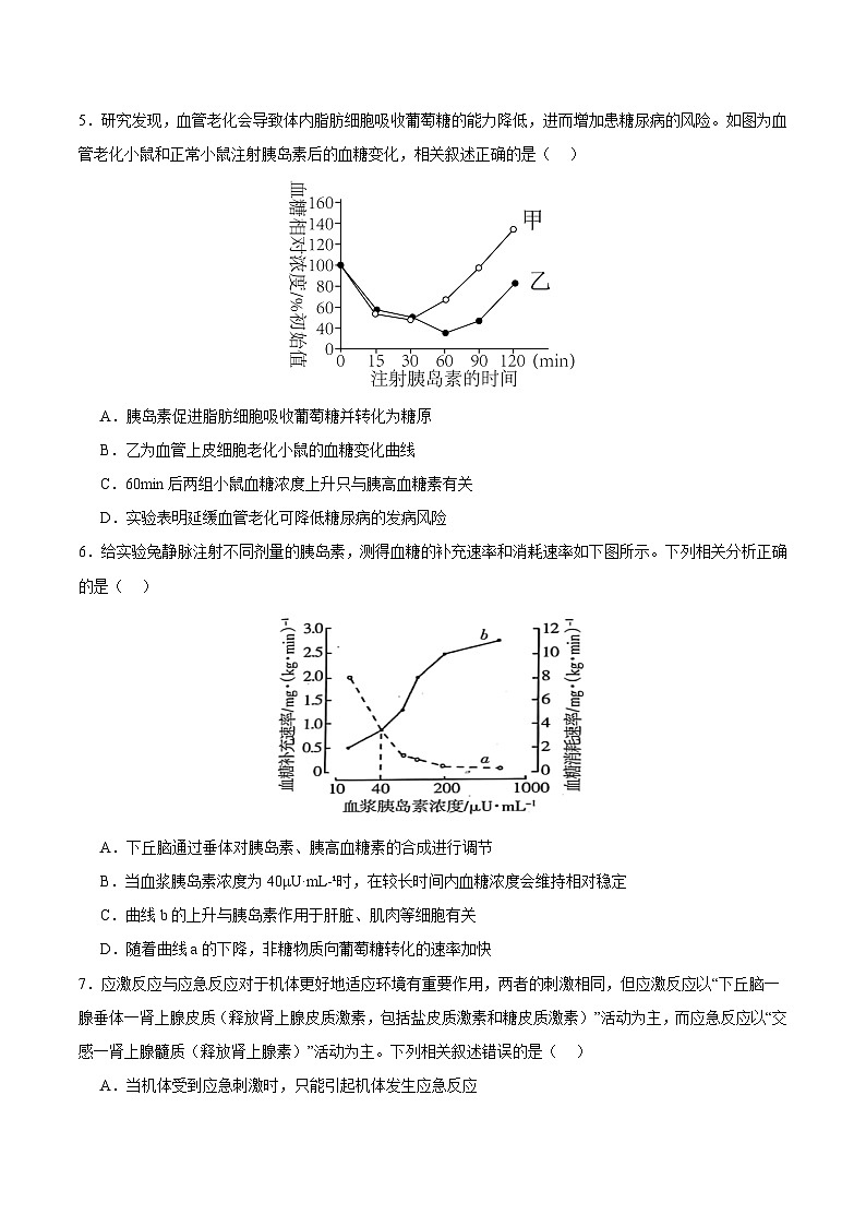 浙教版2019高二生物选择性必修1  3.3激素调节身体多种机能 分层练习02