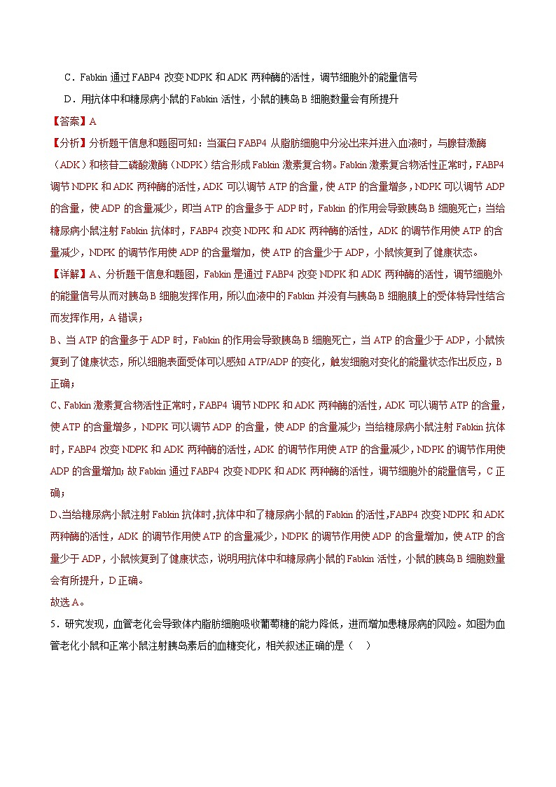 浙教版2019高二生物选择性必修1  3.3激素调节身体多种机能 分层练习03