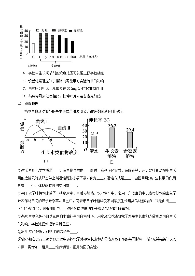 浙教版2019高二生物选择性必修1  5.2 植物激素调节植物生命活动（原卷版）第3页