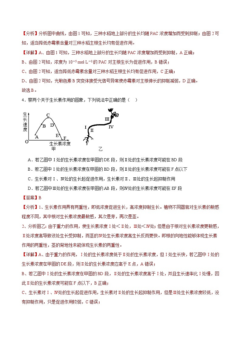 浙教版2019高二生物选择性必修1  第五章 植物生命活动的调节（章末检测）（解析版）第3页