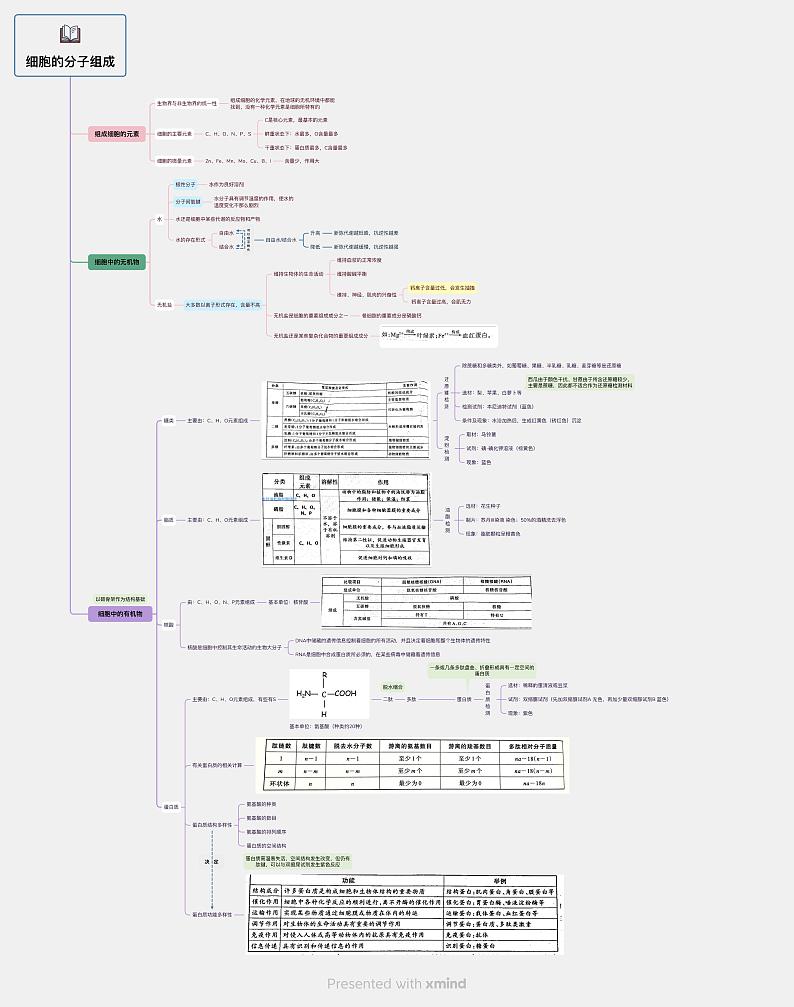 浙科版2019高一生物必修一 第一章细胞的分子组成（思维导图）01