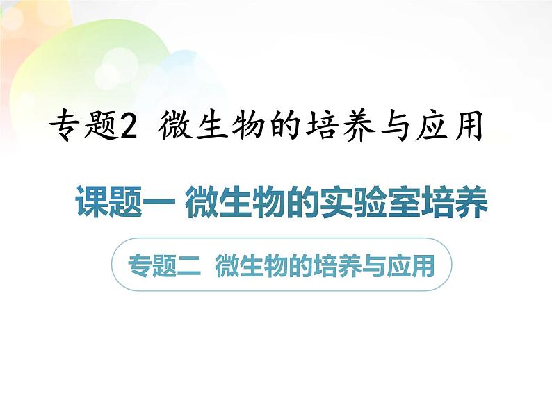 人教版新课标高中生物选修一 同步课件专题2 微生物的培养与应用 课件第1页